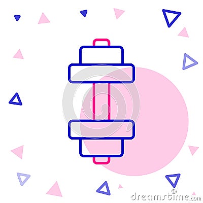 Line Dumbbell icon isolated on white background. Muscle lifting, fitness barbell, sports equipment. Colorful outline Stock Photo