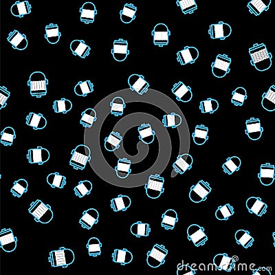 Line Electric engine icon isolated seamless pattern on black background. Car alternator. Vector Stock Photo