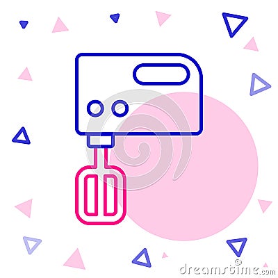 Line Electric mixer icon isolated on white background. Kitchen blender. Colorful outline concept. Vector Stock Photo