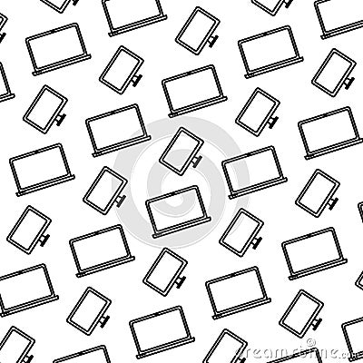 Line electronic laptop and computer technology background Vector Illustration