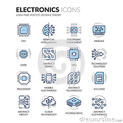 Line Electronics Icons Vector Illustration