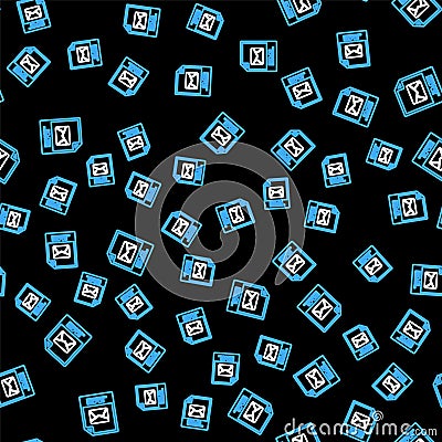Line EML file document. Download eml button icon isolated seamless pattern on black background. EML file symbol. Vector Vector Illustration
