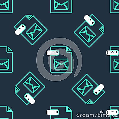 Line EML file document. Download eml button icon isolated seamless pattern on black background. EML file symbol. Vector Vector Illustration