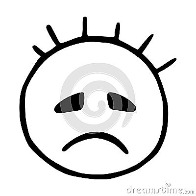 Line emoticons icon, sad emoji, a gloomy smiley with a curved down mouth Vector Illustration