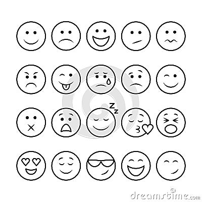 Line emoticons set Vector Illustration