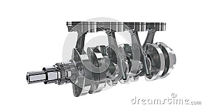 4 in line engine. 3D render Stock Photo