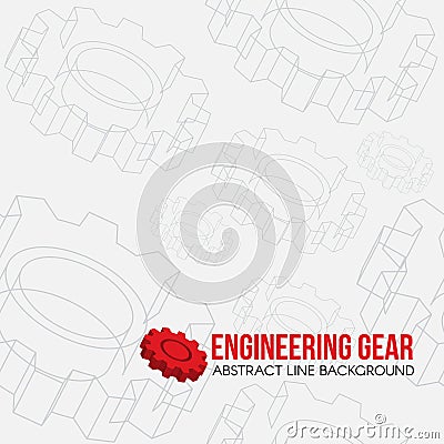 Line engineering gear pattern background and Red logo gear vector design Vector Illustration