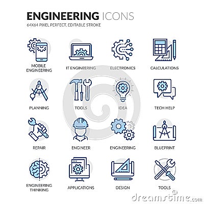 Line Engineering Icons Vector Illustration