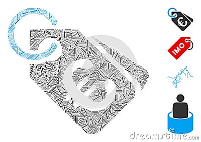 Line Euro Price Tags Icon Vector Collage Cartoon Illustration