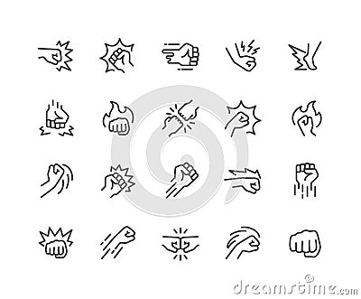 Line Fight Icons Vector Illustration