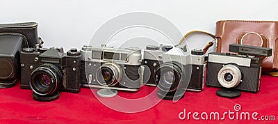 In-line film cameras produced by the USSR Stock Photo