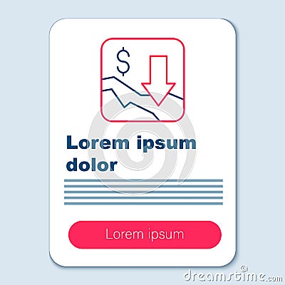 Line Financial growth decrease icon isolated on grey background. Increasing revenue. Colorful outline concept. Vector Vector Illustration