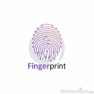 Line Fingerprint artificial intelligence logo Vector Illustration