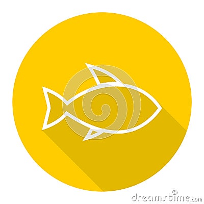 Line Fish icon with long shadow Vector Illustration
