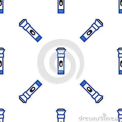 Line Flashlight icon isolated seamless pattern on white background. Colorful outline concept. Vector Vector Illustration