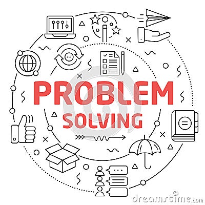 Line Flat Circle illustration problem solving Vector Illustration