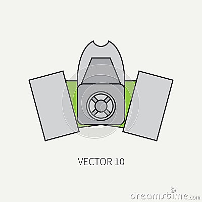 Line flat color vector icon of drawing instruments for aerography - respirator. Cartoon style. Drawing. Airbrush. Art Vector Illustration