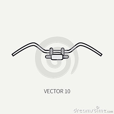 Line flat color vector motorcycle icon classic bike steering wheel. Legendary retro. Cartoon style. Biker motoclub Vector Illustration