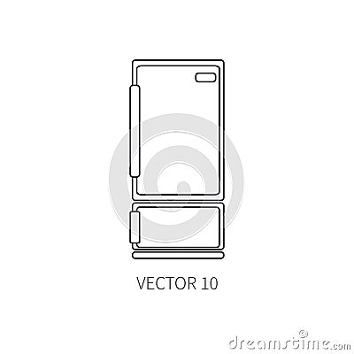 Line flat vector kitchenware icons - refrigerator. Cutlery tools. Cartoon style. Illustration and element for your Vector Illustration