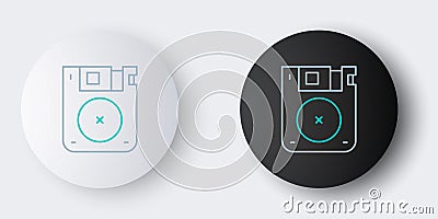 Line Floppy disk for computer data storage icon isolated on grey background. Diskette sign. Colorful outline concept Stock Photo