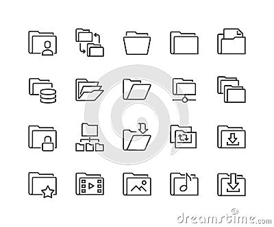 Line Folder Icons Vector Illustration