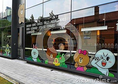 Line friends Pop Culture cafe in Shanghai city, China Editorial Stock Photo