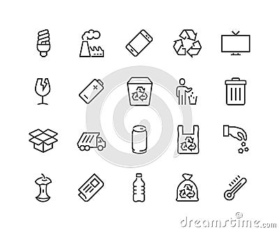 Line Garbage Icons Vector Illustration