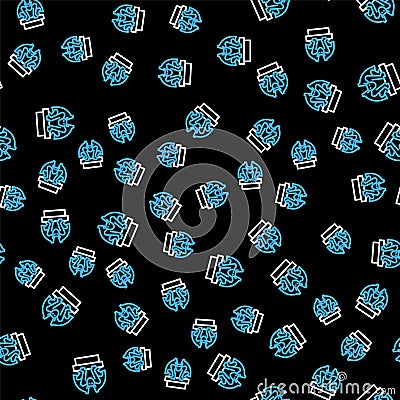 Line Gargoyle on pedestal icon isolated seamless pattern on black background. Vector Vector Illustration