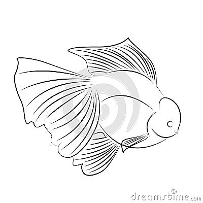 Line Goldfish Oranda Logo Vector Design Vector Illustration