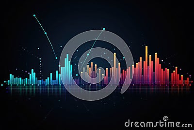 Line graph of income growth, timeline, arrows indicate the direction of the graph, vector Stock Photo