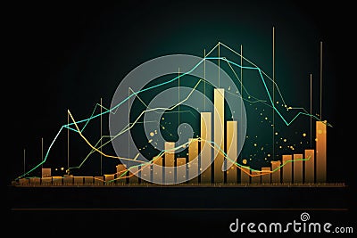 Line graph of income growth, timeline, arrows indicate the direction of the graph, vector Stock Photo