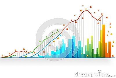 Line graph of income growth, timeline, arrows indicate the direction of the graph, vector Stock Photo