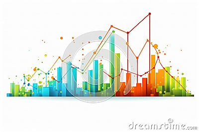 Line graph of income growth, timeline, arrows indicate the direction of the graph, vector Stock Photo