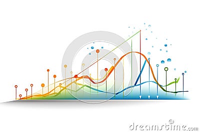 Line graph of income growth, timeline, arrows indicate the direction of the graph, vector Stock Photo