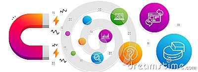 Line graph, Refresh website and Analytics icons set. Question mark, Graph laptop and Pie chart signs. Vector Vector Illustration