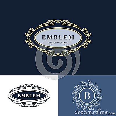 Line graphics monogram. Elegant art logo design. Emblem. Graceful template. Business sign, identity for Restaurant, Royalty Vector Illustration