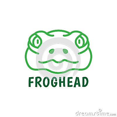 Line green face frog cartoon logo design vector graphic symbol icon illustration creative idea Vector Illustration