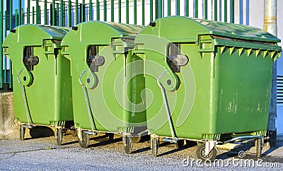 Green garbage bins Stock Photo