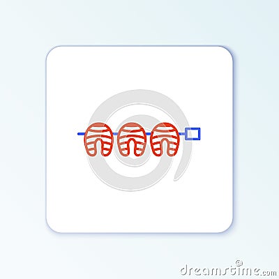 Line Grilled fish steak icon isolated on white background. Colorful outline concept. Vector Stock Photo