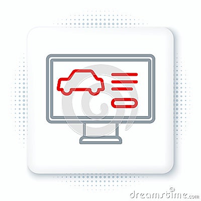 Line Hardware diagnostics condition of car icon isolated on white background. Car service and repair parts. Colorful Stock Photo