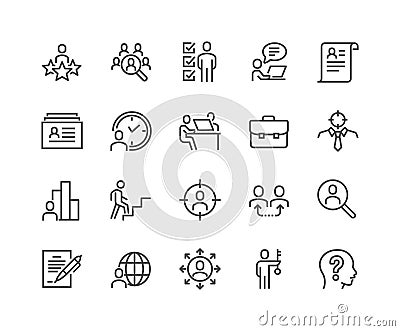 Line Head Hunting Icons Vector Illustration