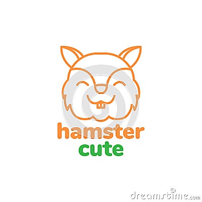 Line head smile hamster cute logo design vector graphic symbol icon illustration creative idea Vector Illustration