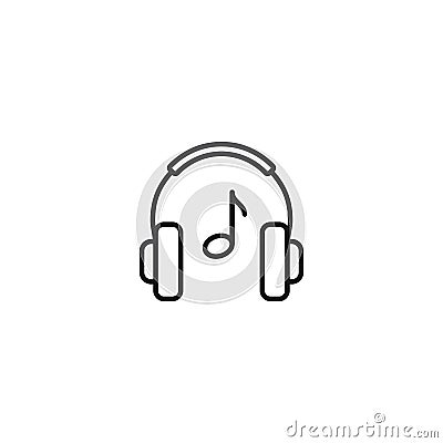 Line headphones playing music icon on white background Stock Photo