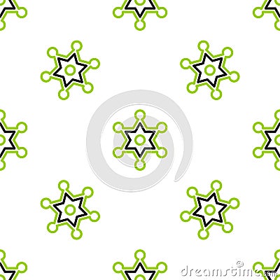 Line Hexagram sheriff icon isolated seamless pattern on white background. Police badge icon. Vector Vector Illustration