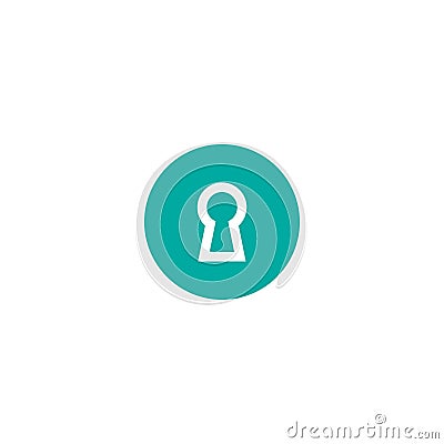 Line hey hole in blue circle. line icon. Padlock, lock symbol isolated on white Cartoon Illustration