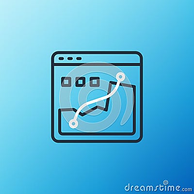 Line Histogram graph photography icon isolated on blue background. Colorful outline concept. Vector Stock Photo