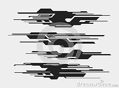 Line HUD futuristic frame border interface cyberpunk frame border sci-fi stips editable Vector Illustration