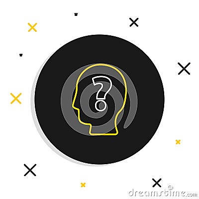 Line Human head with question mark icon isolated on white background. Colorful outline concept. Vector Vector Illustration
