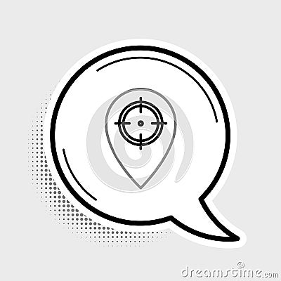 Line Hunt place icon isolated on grey background. Navigation, pointer, location, map, gps, direction, place, compass Vector Illustration