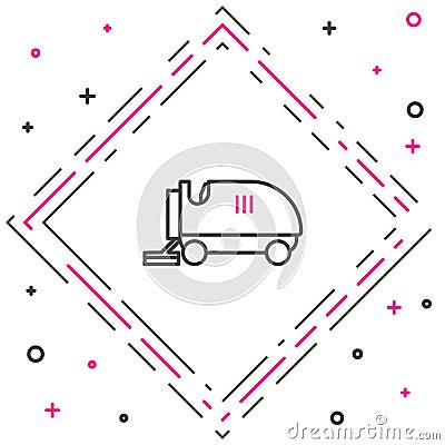 Line Ice resurfacer icon isolated on white background. Ice resurfacing machine on rink. Cleaner for ice rink and stadium Vector Illustration